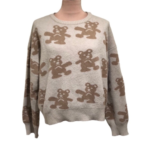 Francesca’s Collection Dazy Sweater Size XL Tan Fuzzy Teddy Bear Pullover - Picture 1 of 10